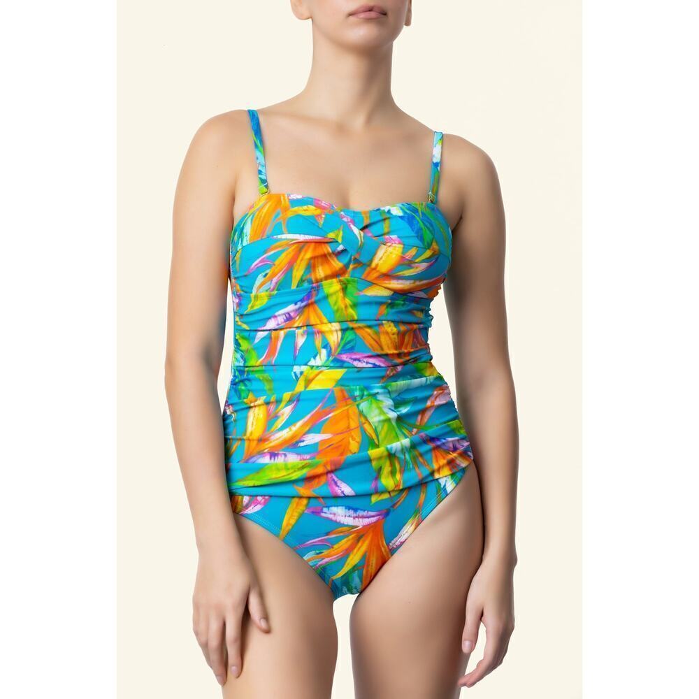Chaps One Piece Multiway Swimsuit With Palm Prints sz 6 new SW82